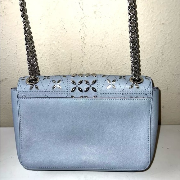 Michael Kors tina studded silver chain baby blue medium shoulder bag - Picture 2 of 5